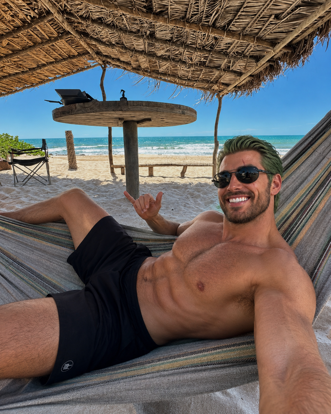 Andrés Caballero descansando junto al mar